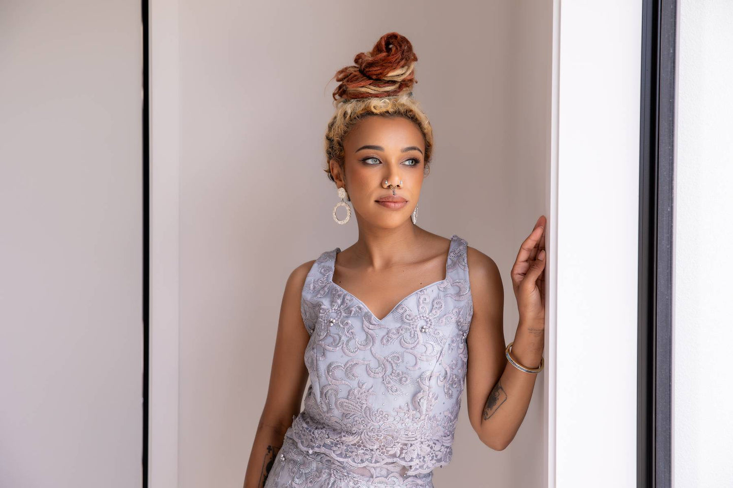 Striking unique handbeaded handmade formal wedding graduation or ball dress NZ