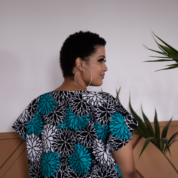 Unique NZ designs blue flower print dress
