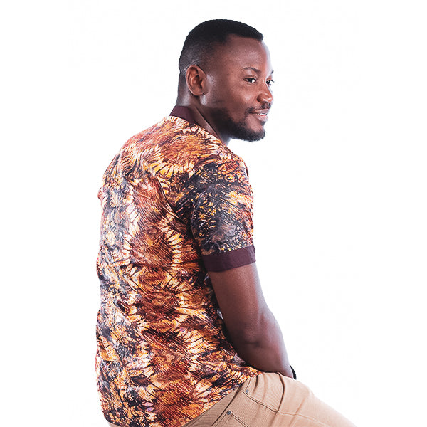 Orente fashions - Dimeji Button-Down {Brown}. This African shirt for men is ideal for both smart and casual occasions, transitioning from the office to an evening out. Pair with jeans or smart pants for a look unique to you.