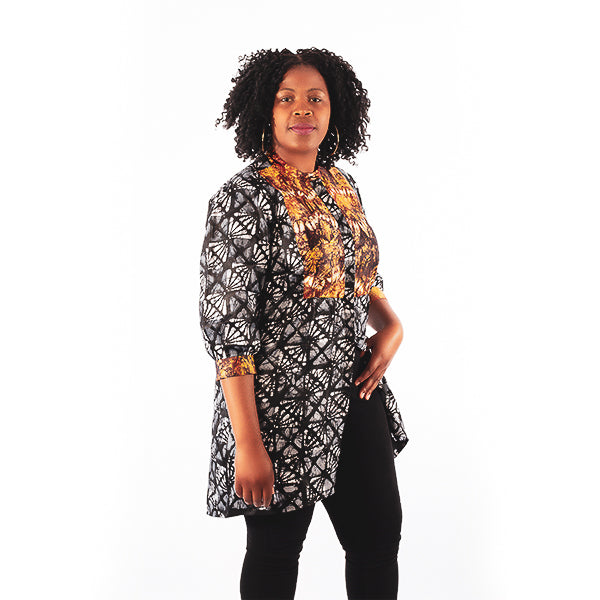 Orente fashions - Kemi Shirt Dress {Brown-Black}. This shirt dress has been designed for tight fit on the waist and loose on the hips. Can be worn buttoned with a pair of tights and heels or cute sandals.