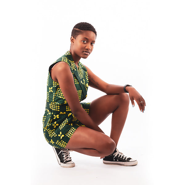 Orente fashions - Layo Blazer Playsuit {Green}. This playsuit features a blazer front that gets you noticed. Style with heels for a show stopping look or with sneakers for a fun evening.