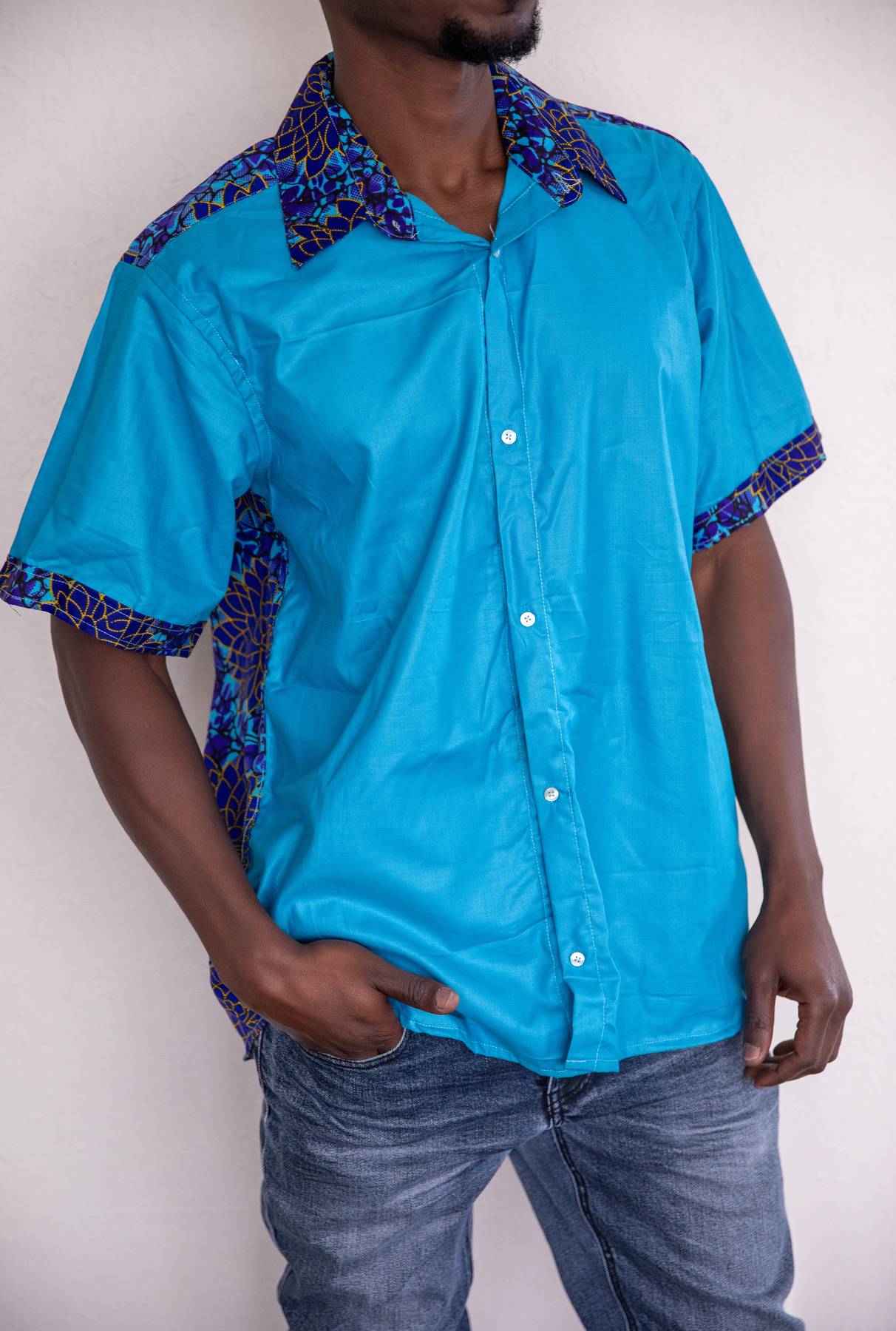 Blue Ankara Men's Shirt - NASH