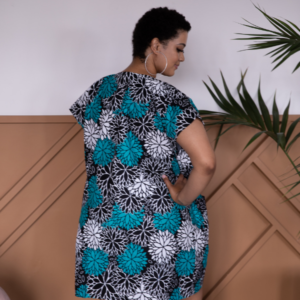 Abebi Danshiki Dress (Blue Ankara)